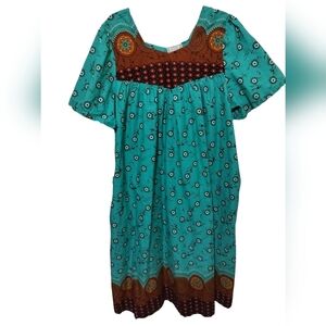 2463) Dessert Shore Tropical Batik Sun Dress Plus Size 1X